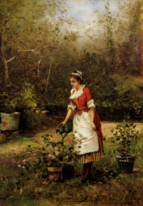 4 – In giardino, 1889, olio su tela, 35x27, con dedica, firma e data in b. a dx.